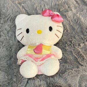 Hello Kitty Stuffed Animal with Pink and Yellow Accents
